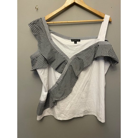 I.N.C. International Concepts Tops - International Concepts Size 3X Womens Black & White Striped Shirt #S-4-32